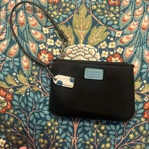 Coach black nylon wristlet